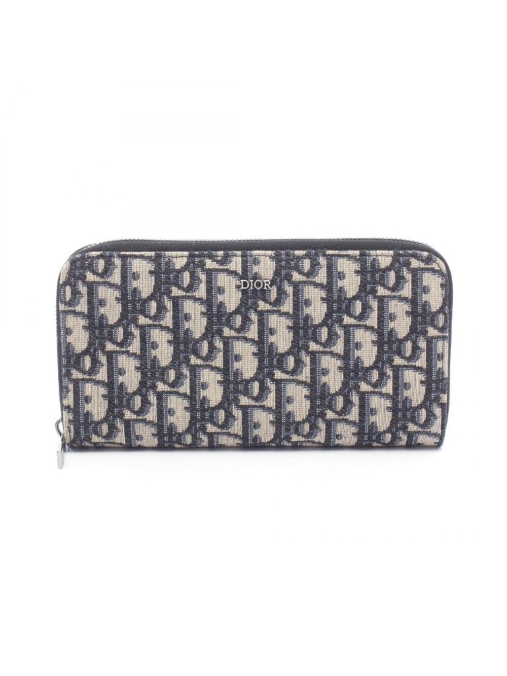 Dior Round Wallet Oblique Beige Navy Canvas